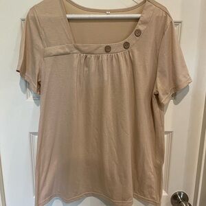 Amazon Women's Beige Button-Detail Top